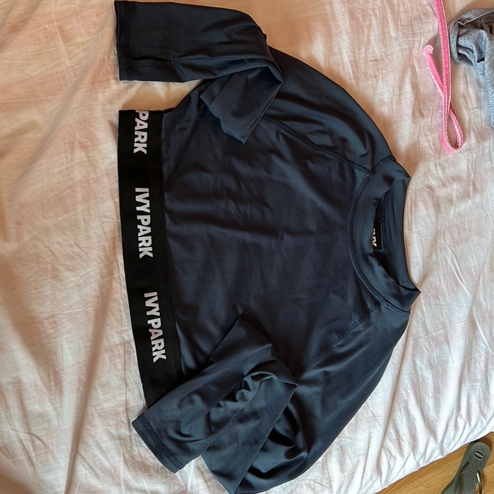 IVY PARK Black Cropped Long-Sleeve Sports Top